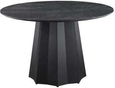 Camden - 5 Piece Round Faux Marble Top Dining Table Set - Black