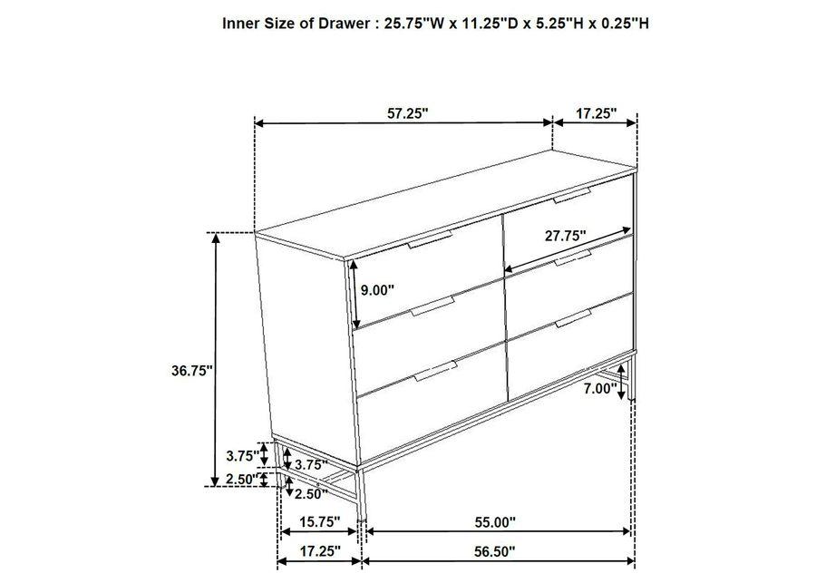 Sonora - 6-Drawer Bedroom Dresser - White