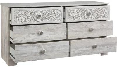 Paxberry - Whitewash - Six Drawer Dresser - Vinyl-Wrapped