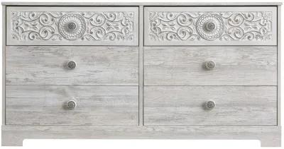 Paxberry - Whitewash - Six Drawer Dresser - Vinyl-Wrapped