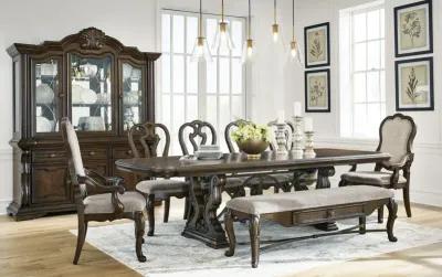 Maylee - Dark Brown - 11 Pc. - Dining Extension Table, 4 Side Chairs, 2 Arm Chairs, Storage Bench, Buffet And Hutch