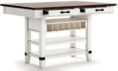 Valebeck - White / Brown - 5 Pc. - Counter Table With Wine Rack, 4 Swivel Stools