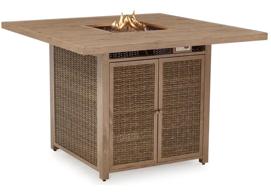 Walton Bridge - Driftwood - Square Bar Table W/Fire Pit