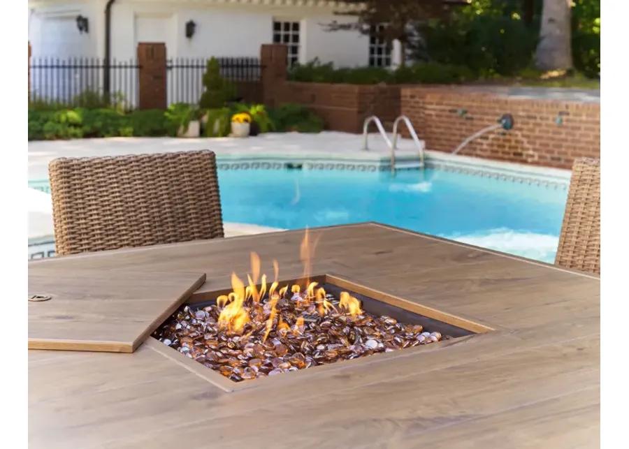 Walton Bridge - Driftwood - Square Bar Table W/Fire Pit