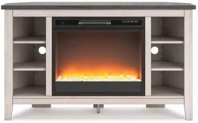 Dorrinson - Corner TV Stand With Fireplace Insert