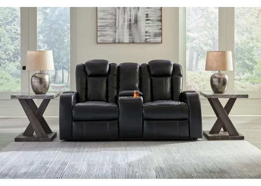 Caveman Den - Midnight - Power Reclining Loveseat With Console/ Adj Hdrst