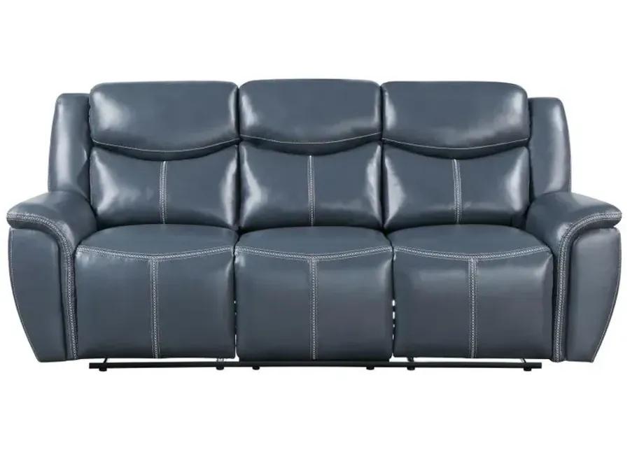 Sloane - Upholstered Motion Reclining Sofa With Drop Down Table - Blue