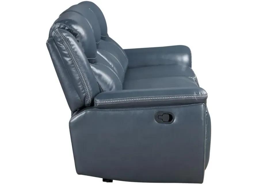 Sloane - Upholstered Motion Reclining Sofa With Drop Down Table - Blue