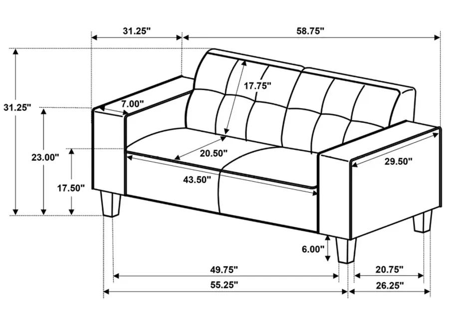 Deerhurst - Upholstered Tufted Track Arm Loveseat - Charcoal