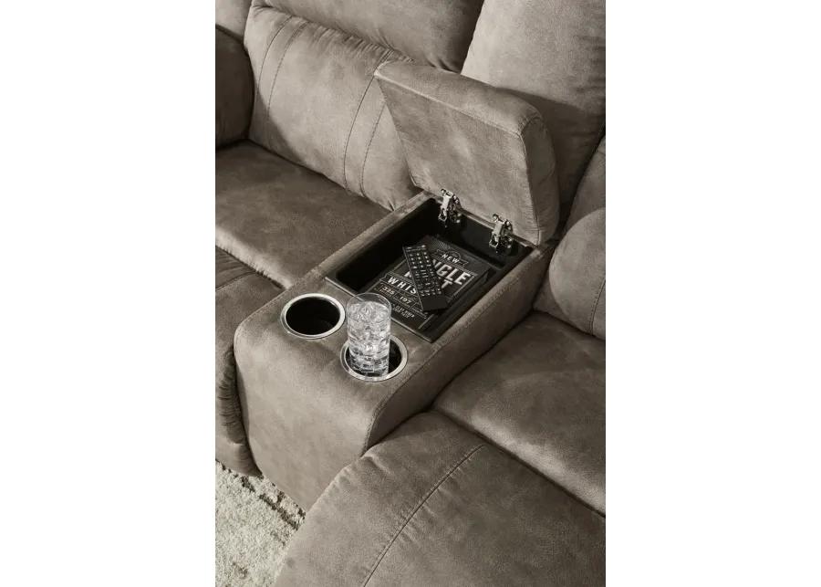 Laresview - Fossil - Dbl Reclining Loveseat With Console