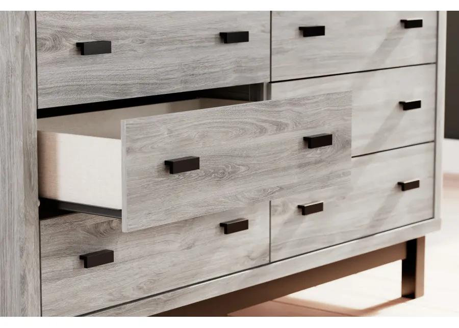 Vessalli - Black / Gray - Six Drawer Dresser