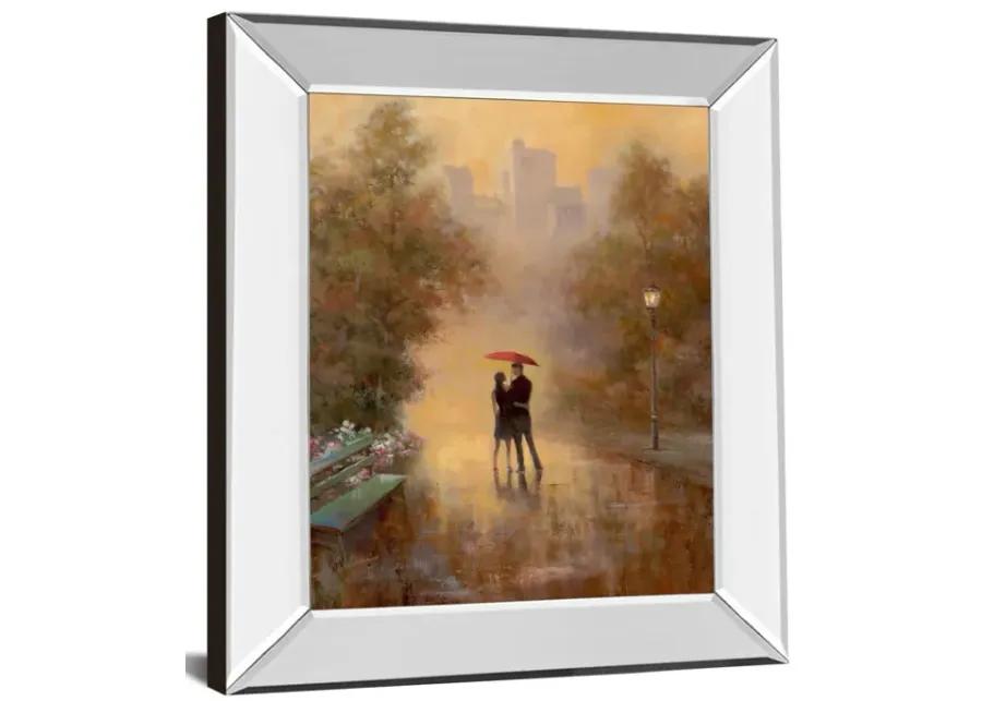 Walk In The Park I By T.C. Chiu - Mirror Framed Print Wall Art - Dark Brown