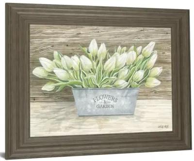 Flowers & Garden Tulips By Cindy Jacobs - Framed Wall Art - Green