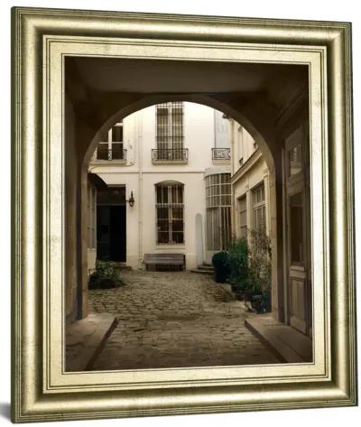 Marais Courtyard By Milla White - Framed Print Wall Art - Black