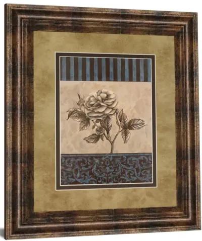 Rose Refined Il By Carol Robinson - Framed Print Wall Art - Blue