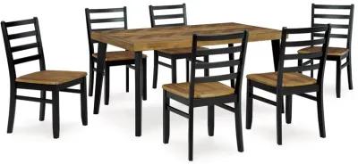 Blondon - Brown / Black - Rectangular Drm Table Set (Set of 7)