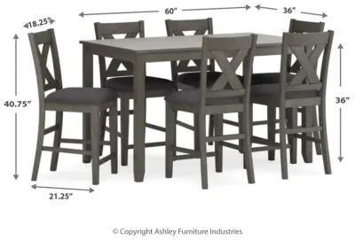 Caitbrook - Gray - Rect Drm Counter Table Set (Set of 7)