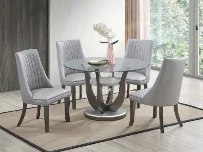 5 Piece Dining Room Set with Round Glass Tabletop