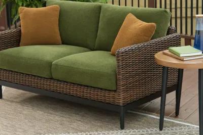 Horizon Hall - Brown / Green - Loveseat With Cushion