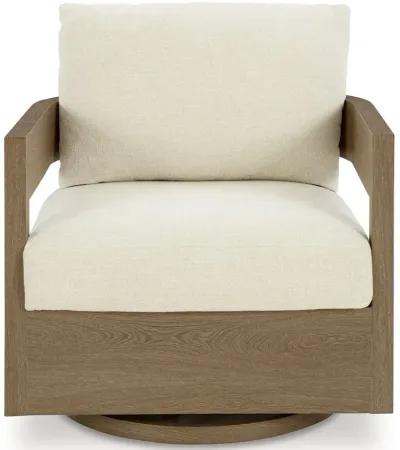 Serene Bay - Dark Brown / White - Swivel Glider Chair With Cushion