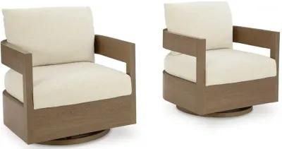 Serene Bay - Dark Brown / White - Swivel Glider Chair With Cushion