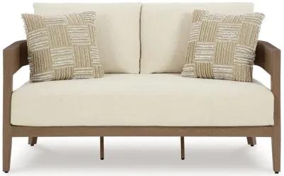 Serene Bay - Dark Brown / White - Loveseat With Cushion