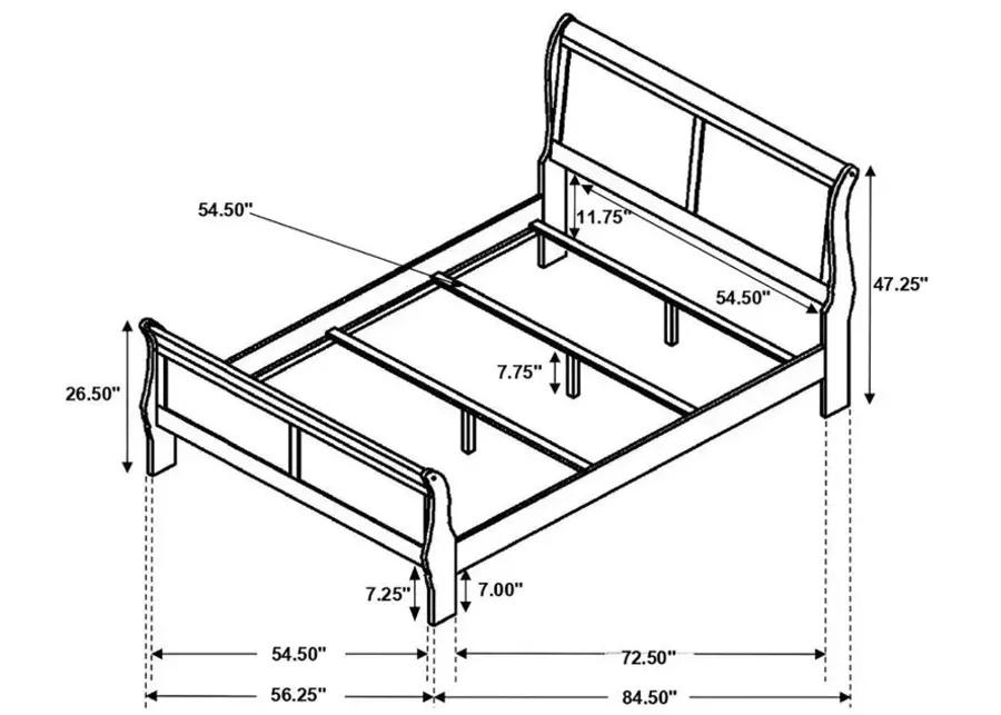 Louis Philippe - Panel Sleigh Bed