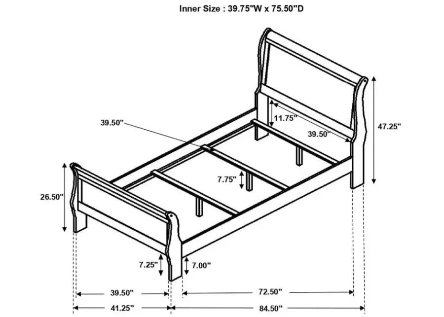 Louis Philippe - Panel Sleigh Bed