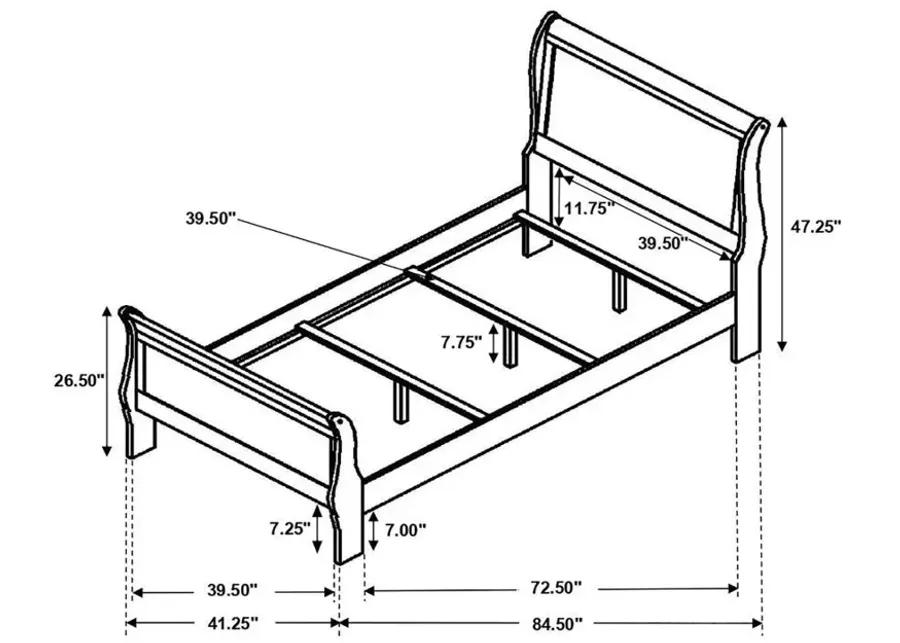 Louis Philippe - Panel Sleigh Bed