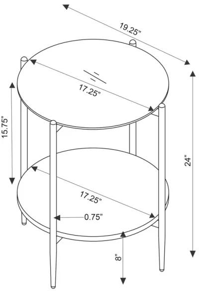 Jonelle - Round Glass Top End Table White Marble Shelf Gold - Smoke