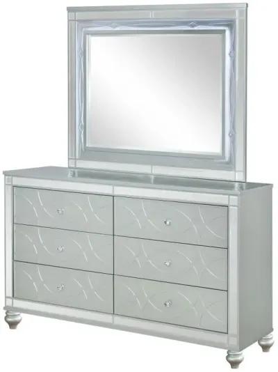 Gunnison - 6-Drawer Dresser With Mirror - Silver Metallic