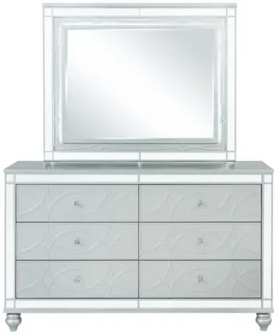 Gunnison - 6-Drawer Dresser With Mirror - Silver Metallic