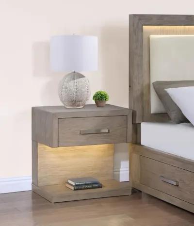 Kenora - 1-Drawer Nightstand Bedside Table - Barley Brown