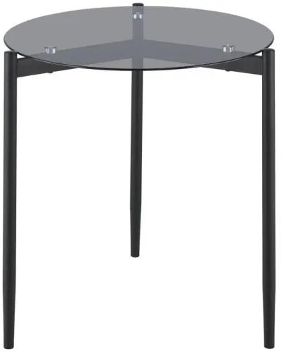 Rosalie - Round Smoked Glass Top End Table - Sandy Black