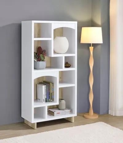 Dalton - 6-Shelf Bookcase - White And Distressed Pine