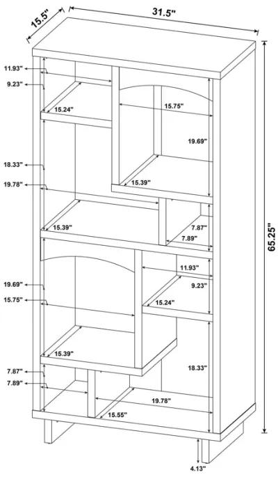 Dalton - 6-Shelf Bookcase - White And Distressed Pine