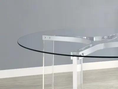 Keeling - Round Glass Top Acrylic Dining Table - Chrome