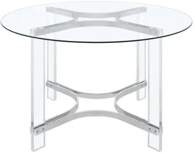 Keeling - Round Glass Top Acrylic Dining Table - Chrome