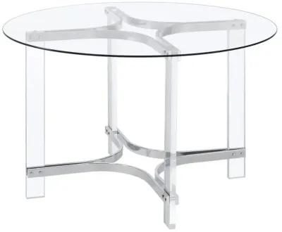 Keeling - Round Glass Top Acrylic Dining Table - Chrome