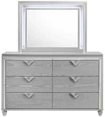 Veronica - 6-Drawer Dresser With Mirror - Light Silver