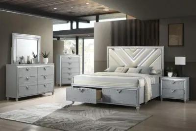 Veronica - 6-Drawer Dresser With Mirror - Light Silver