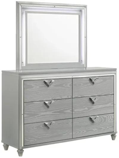 Veronica - 6-Drawer Dresser With Mirror - Light Silver