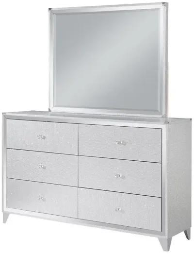 Larue - 6-Drawer Dresser With Mirror - Silver