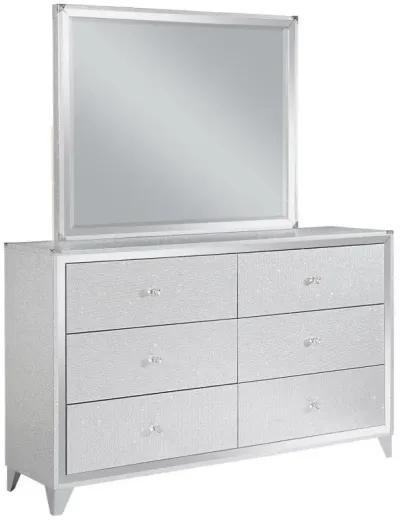 Larue - 6-Drawer Dresser With Mirror - Silver