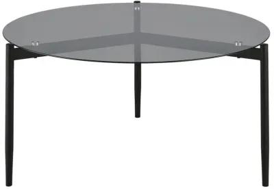 Rosalie - Round Smoked Glass Top Coffee Table - Sandy Black