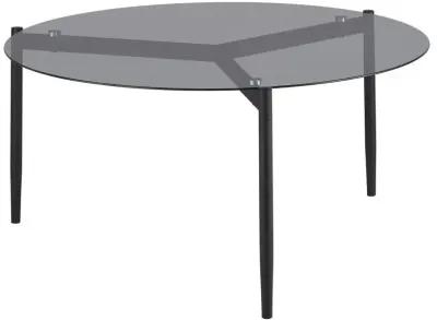 Rosalie - Round Smoked Glass Top Coffee Table - Sandy Black