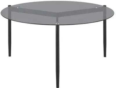 Rosalie - Round Smoked Glass Top Coffee Table - Sandy Black