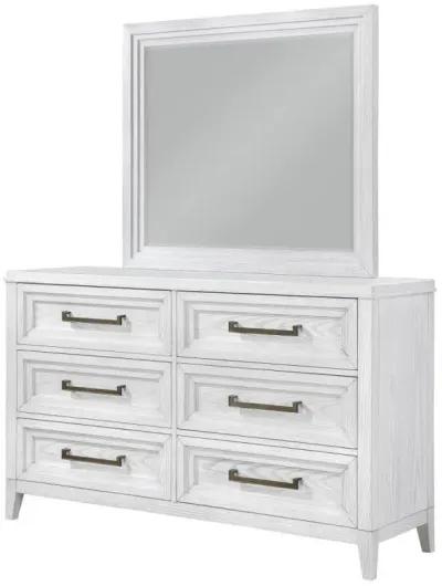 Marielle - 6-Drawer Dresser With Mirror - Distressed White