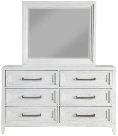 Marielle - 6-Drawer Dresser With Mirror - Distressed White