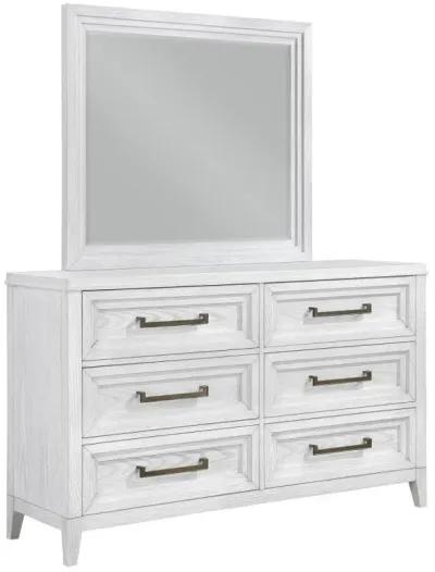 Marielle - 6-Drawer Dresser With Mirror - Distressed White